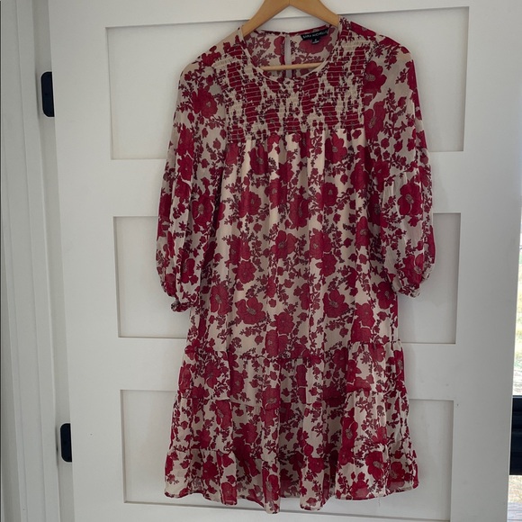 Floral Red and Cream Dress - Picture 1 of 5